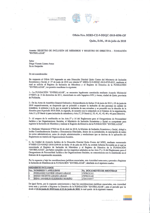 Nombramiento y RUC Entrelazar Para descargar el nombramiento y RUC de la Fundación Entrelazar, haga clic en: RUC y Nombramiento Entrelazar