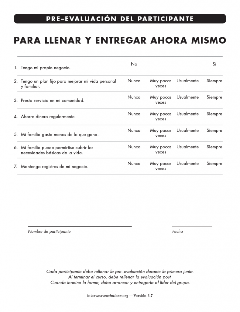 Para descargar las pre y post evaluaciones, haga clic en: Pre y Post Evaluaciones Versión 3.7