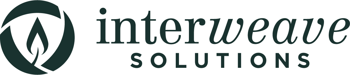 Descargar Logotipo da Interweave Solutions, estilo horizontal, na cor verde escuro, no formato .png raster. Este arquivo tem um fundo transparente.