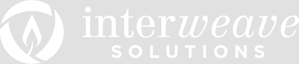 Download Interweave Solutions logo, horizontal style, white color, in the vector .eps format.