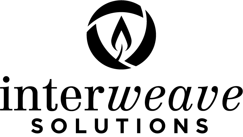 Download (150KB) Interweave Solutions logo, vertical style, black color, in the raster .png format. This file has a transparent background.