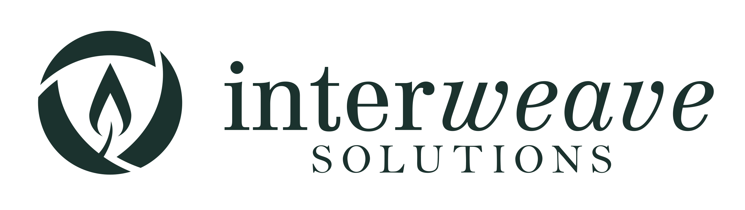 Download (1.5MB) Interweave Solutions logo, horizontal style, dark green color, in the Adobe Illustrator format (.ai)