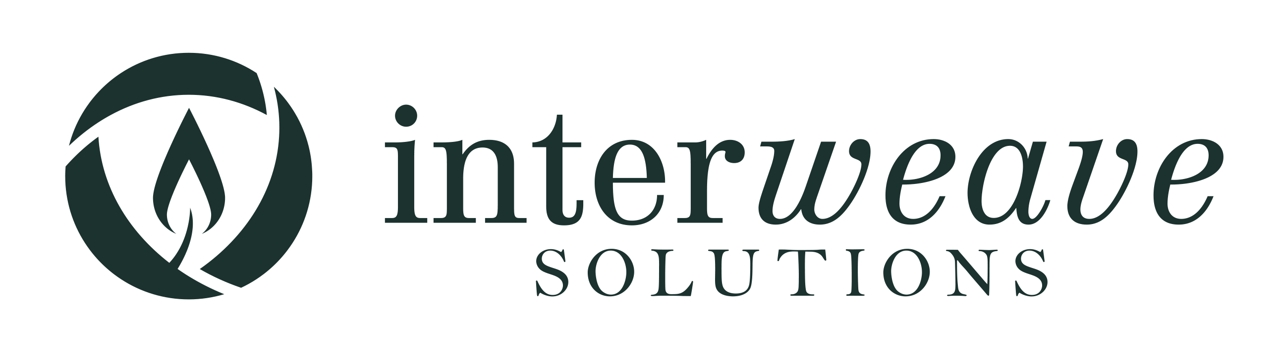 Download (1.3MB) Interweave Solutions logo, horizontal style, dark green color, in the vector .eps format.